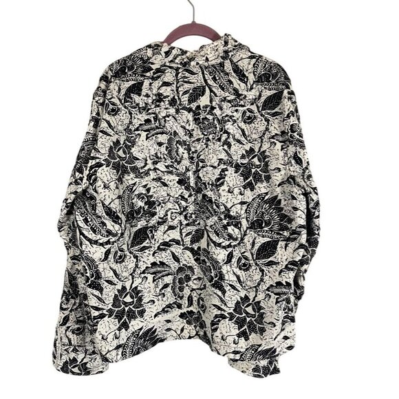 Retro Floral Jacket L Black Textured Abstract Artsy Funky Chic Edgy Classic Chic - Picture 7 of 13